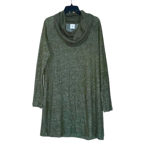 Cabi Dress Solace Heather Olive Fleece Knit - Picture 4 of 10